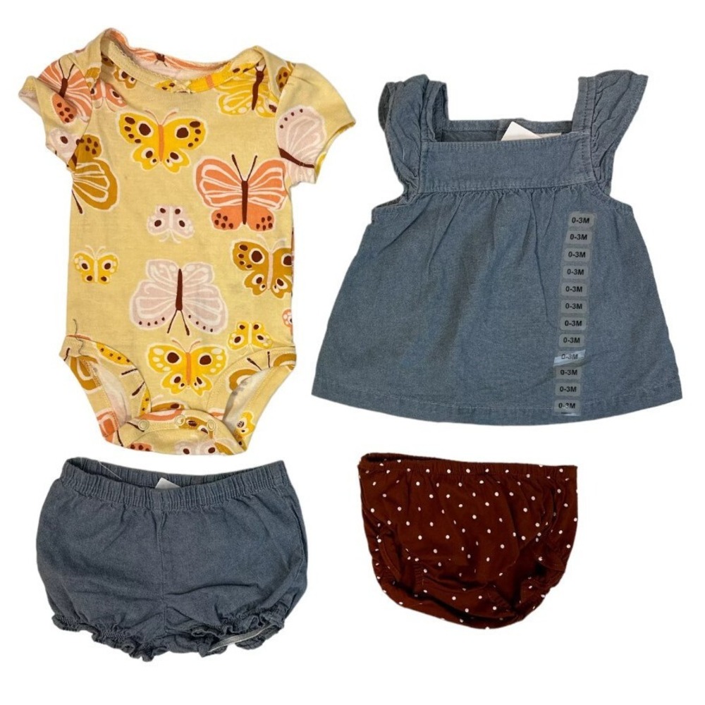 NWT Carter's Baby Girl's 4-Piece Sets Butterfly Chambray 18M
